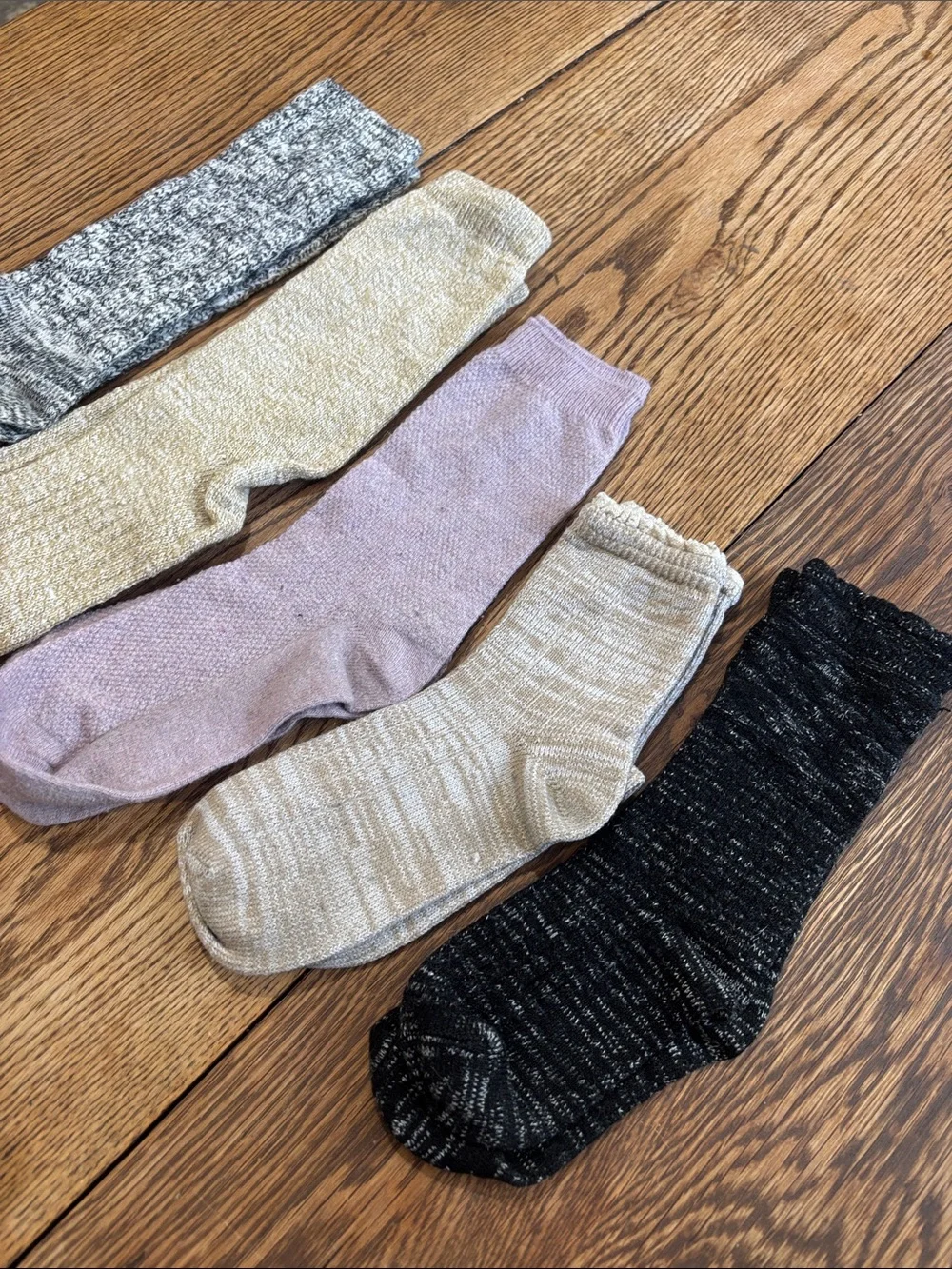 Cozy Crew Sock Set in Lavender, Beige, Gray, Tan & Black